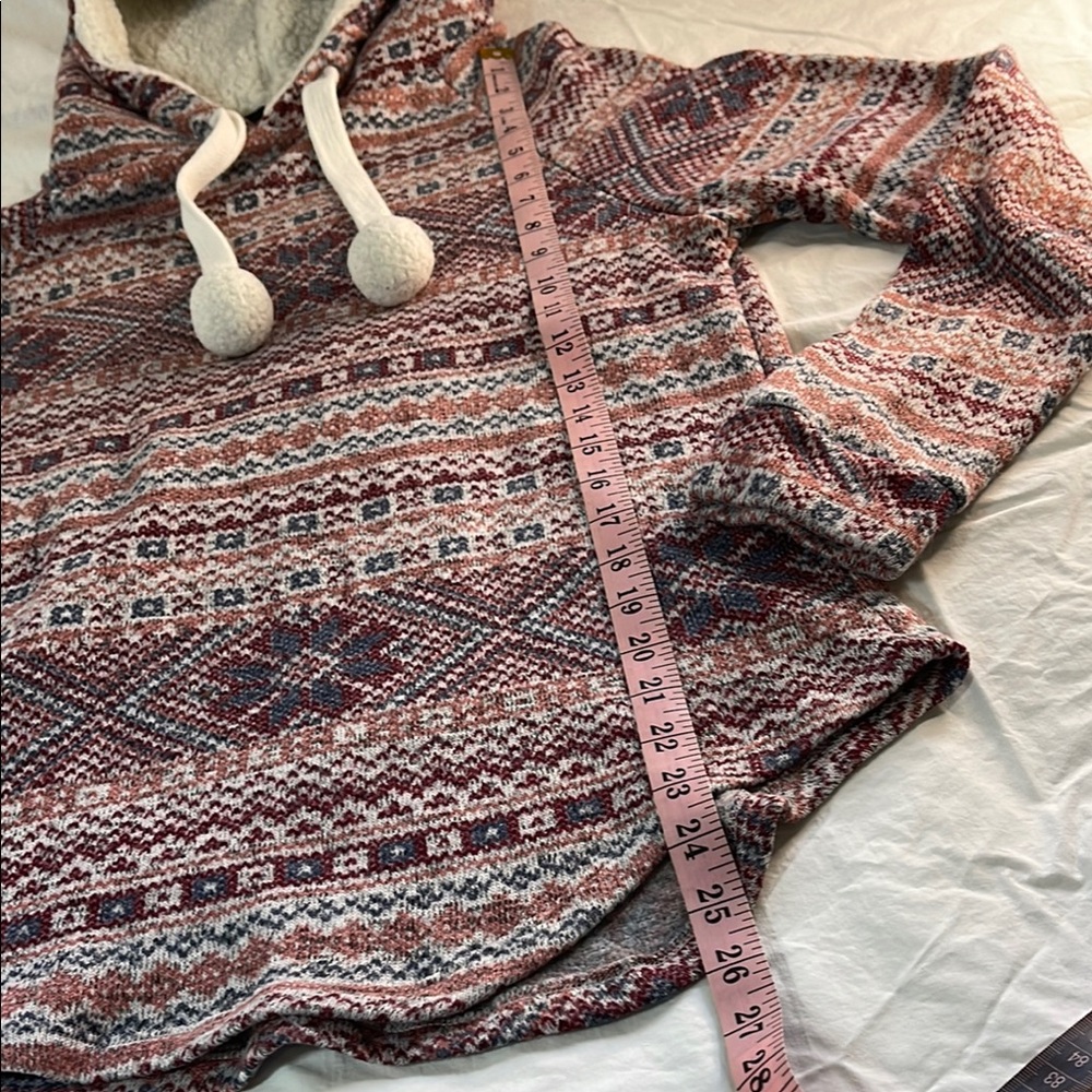 Derek Heart Multicolor Nordic Patterned Hoodie Size Large - Picture 5 of 7